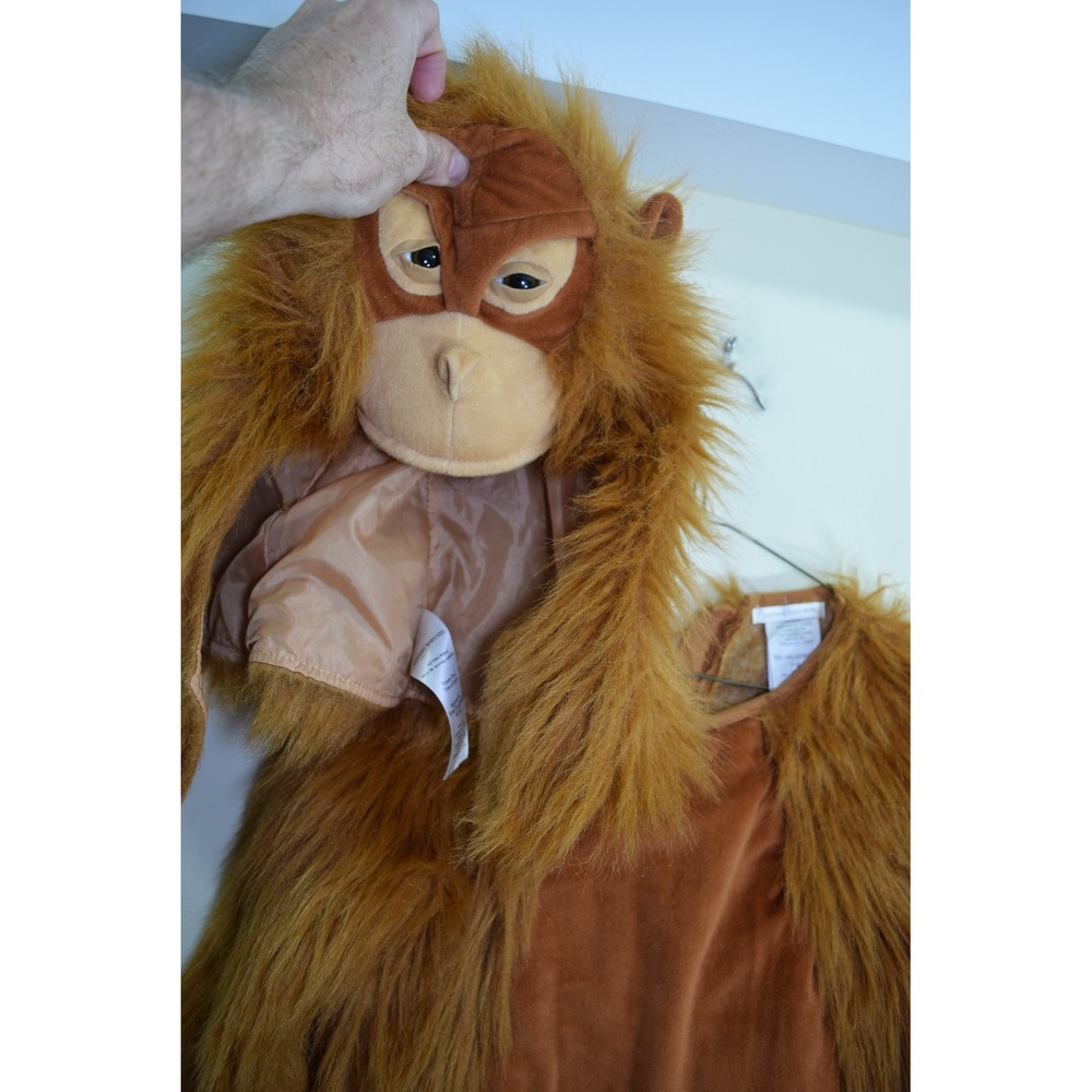 Pottery Barn Kids Orangutan Monkey Halloween Costume Jumpsuit & Mask BOYS 7-8